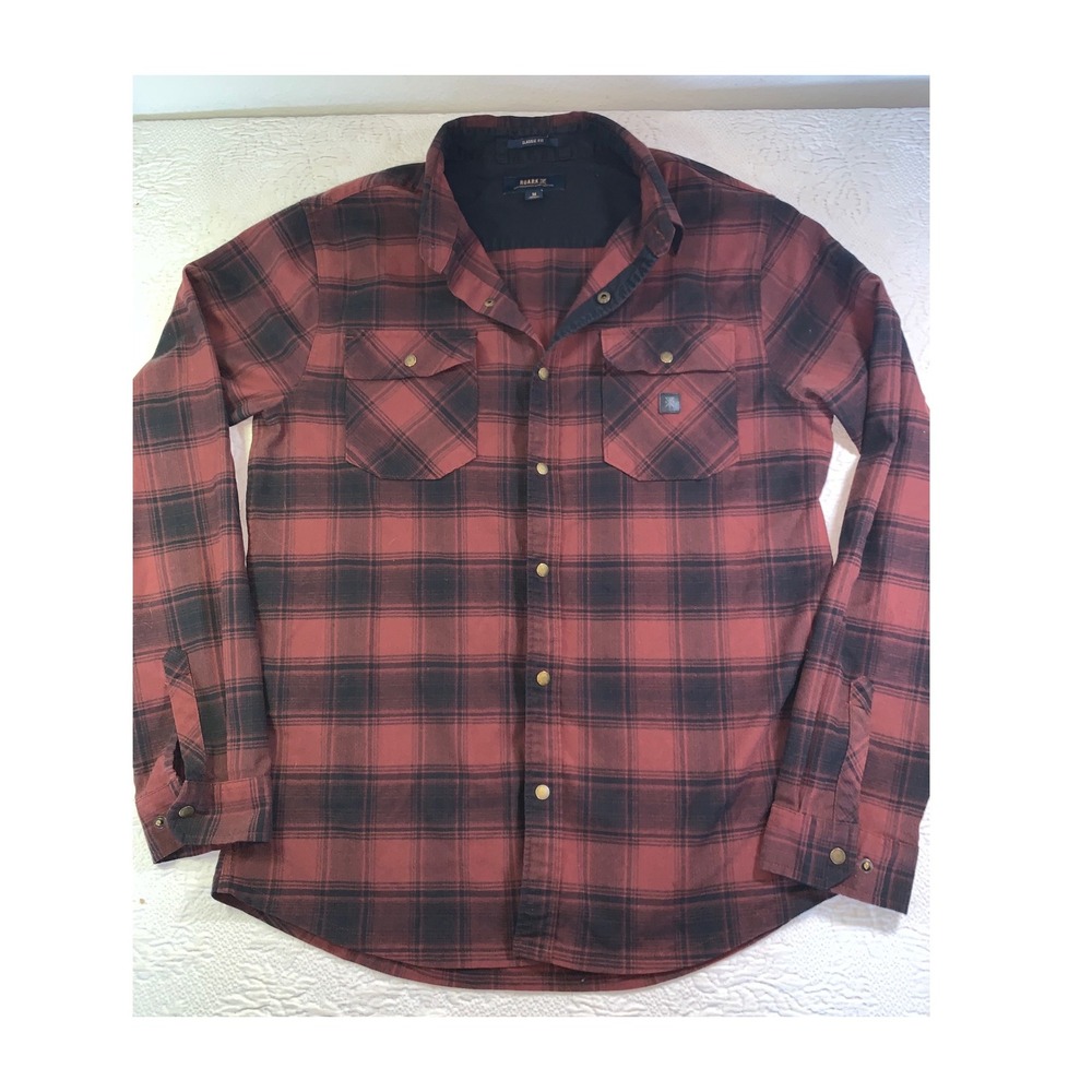 Roark Alpinist Flannel Shirt Mens Medium Red Black Plaid Wool Blend RW451
